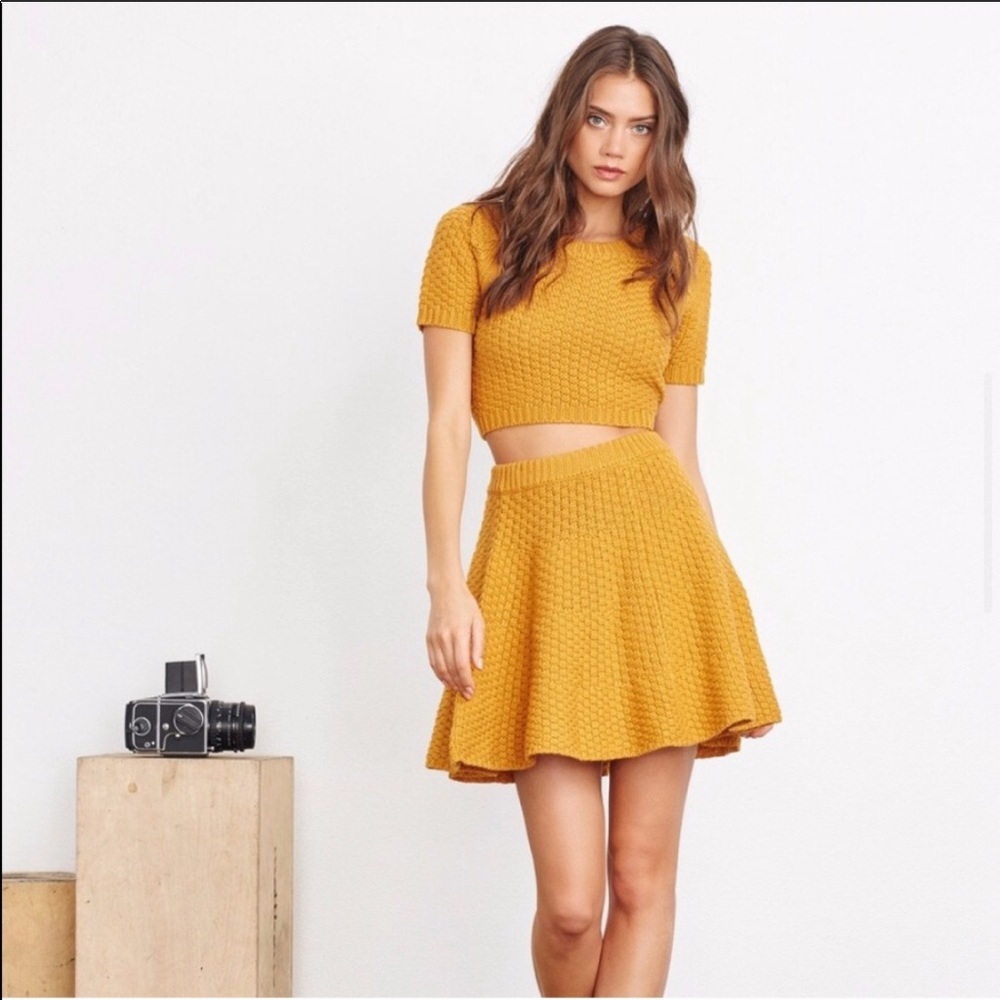 Lovers + Friends Knitted Circle Skirt Marigold Lg.